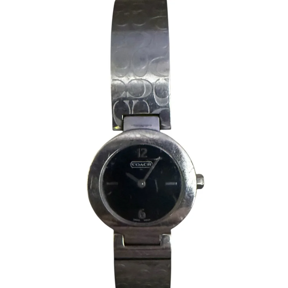 Vintage Coach Arden Bangle Watch Black Dial CC Signature Print Model 0185